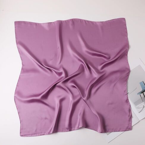 Women Satin Scarf, Chiffon Satin Hair Bandanas Square Stain Scarf Vintage Head Scarves for Women 27.5 × 27.5inch in Saudi Arabia