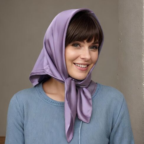 Women Satin Scarf, Chiffon Satin Hair Bandanas Square Stain Scarf Vintage Head Scarves for Women 27.5 × 27.5inch in Saudi Arabia