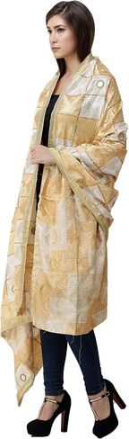 Exotic India Phulkari Dupatta from Punjab with Embroidery All-Over and Mirrors - Art Silk in Saudi Arabia