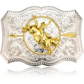 Western American Belt Buckle Silver Golden Texas Hat Belt Buckles for Men, Cowboy Belt Buckles Men Western Cowboy
