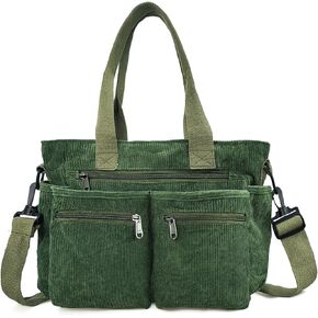 Womens Casual Corduroy Tote Bags with Multiple Pockets Hobo Crossbody Bag Travel Shoulder Bags Cute Purse Handbag
