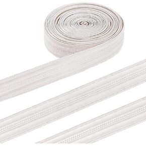 BENECREAT 2.19 Yards Military Bullion Braid Ribbon, 3/8 Inch Wide Silver Double Stripe Military Braid Trim Decorative Metallic Braided Ribbon for Uniform, Epaulet and Embroidery Making