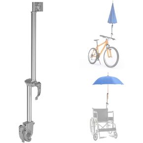 Bicycle Umbrella Holder - Foldable Stainless Steel Mount Stand Clamp Accessories for Mobility Scooter, Wheelchair, Stroller