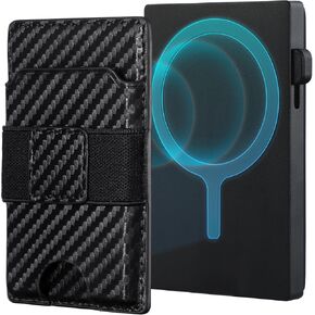 GSG 2-in-1 Magsafe minimalist wallet for men,Carbon Fiber RFID Wallet with Money Clip,Pop Up Card Holder,slim,magnetic wallet for iphone,Minimalist,6-9 Cards,ID Window,Cash Slot,(Carbon Obsidian)