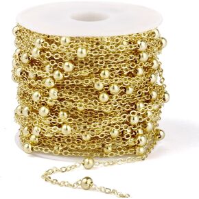 33 Feet Silver Satellite Bead Chains Bulk, 2mm Rhodium Plated Brass Ball Beaded Cable Link Chains Roll Spool for Jewelry Making