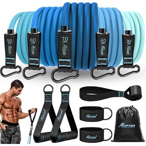 Resistance Bands, Exercise Bands with Handles, Fitness Bands, Workout Bands with Door Anchor and Ankle Straps, for Heavy Resistance Training, Physical Therapy, Shape Body, Yoga, Home Workout Set