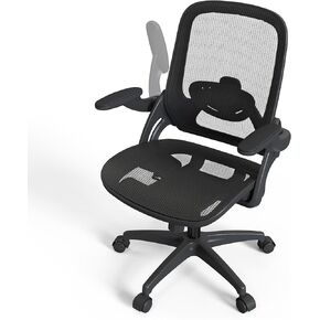 Ergonomic Mesh Home Office Computer Desk Chair with Flip Up Arms Height Adjustable Lumbar Support Swivel Wheels for Adult