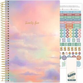 bloom daily planners HARDCOVER 2025 (8.5" x 11") Calendar Year Day Planner (January 2025 - December 2025) - Passion/Goal Organizer - Monthly & Weekly Inspirational Agenda Book - Cotton Candy Clouds