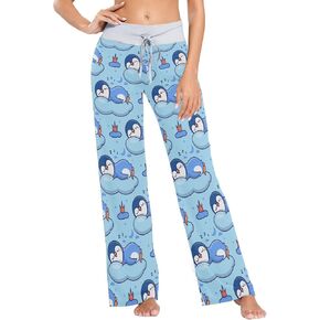SHJI Penguins Sleeping Women's Pajama Pants Sleepwear Pjs Yoga Pant Drawstring Jogger Lounge Bottoms