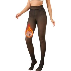 Fleece Lined Tights Women, Winter Warm Thick Pantyhose Leggings Soft Stretchy Fake Translucent Thermal Tights