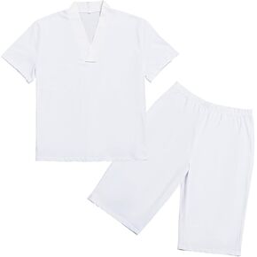 GRACEART Men's Japanese Kimono Underwear 1 Set (Hadajuban Shirt with Collar/Steteko Pants)