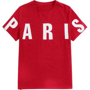 WDIRARA Men's Tie Dye Letter City Print Short Sleeve Tee Casual Round Neck T Shirt
