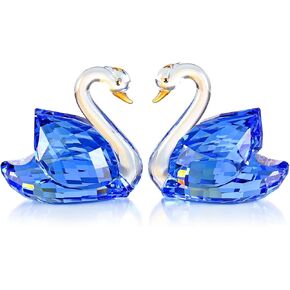 DOJOZ Crystal Swan A Pair Sparkle Valentines Day Sweet Gifts Figurine Collection Paperweight Table Centerpiece Ornament (Gold)