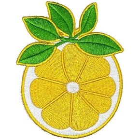 Lemon Patch Iron On for Jackets, Dress, Jeans, Hat, Backpacks - Healthy Vegetables Fruit Applique Patch - Lemon Fruit Embroidered Iron On or Sew On Patch - 3.5 Inch