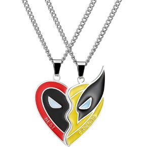 RWQIAN D&W Matching Necklace Best Friend Necklace for Men,Women's BFF Friendship Necklace for 2, Hero Necklace with Half Love Heart Pendant Jewelry Birthday Gifts for Brother Matching Couples Fans