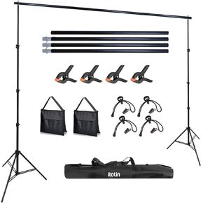 Photo Video Studio Backdrop Stand, 9.19ft Stainless Steel Backdrop Support System Background Stand with Carry Bag for Portrait & Studio Photography