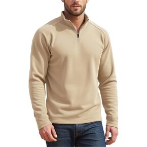 Men's Fleece Pullover Quarter Zip Thermal, Outdoor Half Zip Jacket 1/4 Zip Sweatshirt Regular Fitted