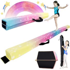 FC FUNCHEER Folding Balance Beam for Kids - Gymnastics Beam- 6FT/9FT Foam Floor Beam- Non Slip Base for Girls Gymnastics Training,Professional Gymnastic Equipment for Home with Carrying Bag