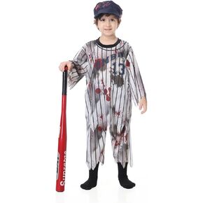 LMYOVE Baseball Player Zombie Costume for Boy, Scary Halloween Costumes for Zombie Theme Party（Not Include Socks）