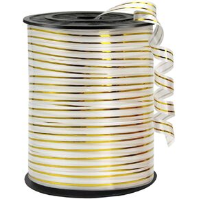 219 Yards Curling Ribbon-White Gold Rimmed Balloon Curling Ribbons,Balloon String，for DIY Decor Ribbons and Bows Wedding, Florist Flower