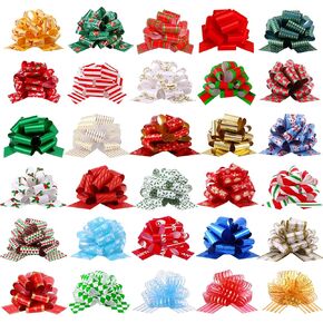 YUJUN 32PCS Christmas Wrap Gifts Pull Bows,Large Ribbon Bows Wrapping Accessory for Xmas Bouquet Basket Bottles Supplies Christmas Wrapping Decoration