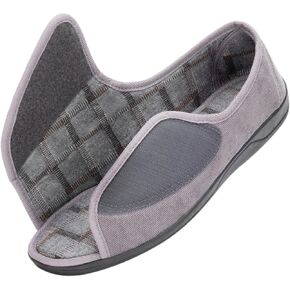 Happy Touch Mens Open Toe Extra Wide Width Diabetic Sandals Orthopedic Memory Foam Non Slip House Slippers Arthritis Swollen Feet Edema Shoes For Seniors, Gifts For Elderly Men