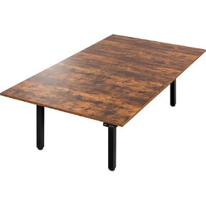 VIVO Electric Height Adjustable 95 x 55 inch Memory Stand Up Conference Table, 4 Rustic Vintage Brown Square Corner Tops, Black 4-Leg Dual Motor Frame, Large Standing Desk, 40 Series, DESK-KIT-404N