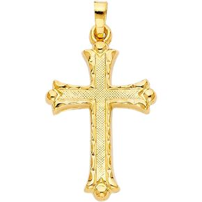 14k REAL Yellow Gold Religious Cross Charm Pendant