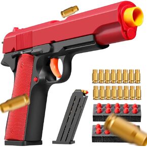 Soft Bullet Foam Shell ejecting Blasters Pellet Ball Pistol Realistic Dart Hand Gun Cool Stuff That Look Real Model Coolest for Age Year Old Boy Toy Teen Teenager teenag Gift Idea (red&Black)