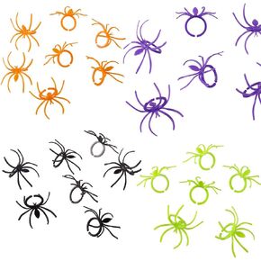 Crazy Night Halloween Spider Rings Plastic Cupcake Topper Halloween Party Favors -144 pcs (Multicolored)