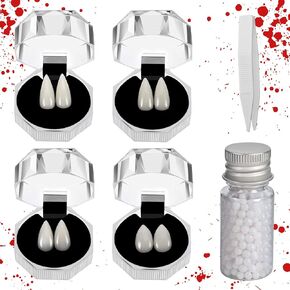 3 otters Vampire Teeth, 8 PCS Vampire Fangs Dentures, Halloween Party Cosplay Props Decoration
