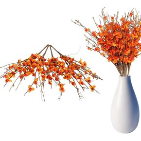 17 in Artificial Bittersweet Spray 4 Pack Fall Decor Pick with Bright Orange Berries for Seasonal Wreaths, Centerpieces, and Floral Arrangements for Thanksgiving, Autumn Décor Indoor Outdoor