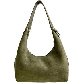 Suede Crescent Tote Bags for Women Vintage Shoulder Bag Brown Suede Handbag Casual Crossbody Bag Travel Work Purse