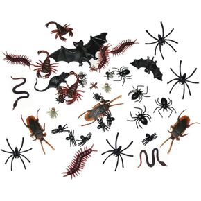 40 Pieces Plastic Realistic Insects/Bugs - Fake Mice, Cockroaches, Spiders, Scorpions, Flies and Centioedes for Halloween Party Favors and Decoration