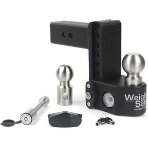 Weigh Safe Steel Drop Hitch - Adjustable Trailer Hitch with Ball Mount - Designed for 2.5" Receivers - Includes 2 Tow Balls - 8" Drop Hitch, 22,000 lbs GTW, 2-Piece Lock Set