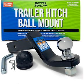 Trailer Hitch for 2" Trailer Hitch Ball Mount 2 Inch Receiver Hitch with 4 inch Drop Hitch Towing Starter Kit 7500 lbs Truck Hitch Tow Ball Hitch Available in 2in , 4in or 6in Drop Marine Grade