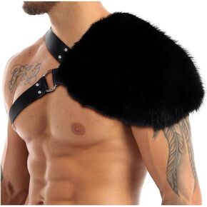 Junova Medieval Faux Fur Shoulder Armor Costume Viking Warrior LARP and Cosplay Attire