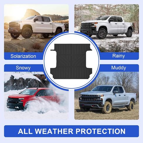 سجادات سرير الشاحنة متوافقة مع 2019-2024 Chevy Silverado 1500 & GMC Sierra 1500 Crew Cab 5.8Ft سرير قصير، بطانة سرير شاحنة مطاطية TPE مناسبة لجميع الأحوال الجوية in Saudi Arabia
