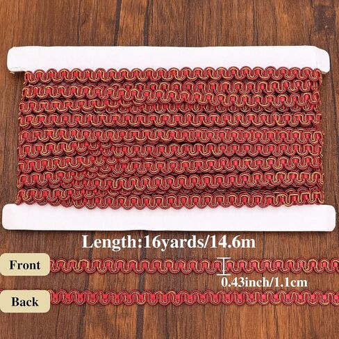 Braid Trim 16 Yards Red Lace Trim Gimp Braid Trim for Sewing Costume Slipcover Gift Wrapping in Kuwait