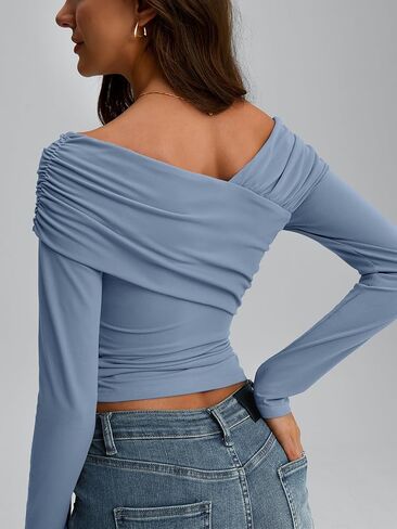 قمصان عصرية للسيدات مكشوفة الأكتاف، قمصان بأكمام طويلة، مثيرة وجذابة Y2K، ملابس خريف عصرية in Kuwait