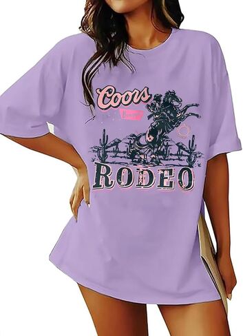 Women's Western Cowboy Shirts Vintage Rodeo Graphic Oversized Tops Country Music Tees Short Sleeve Cowgirl T-Shirt in Saudi Arabia