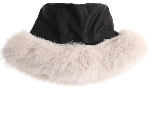 قبعة دلو غامضة للنساء من الفرو الصناعي المنفوش الدافئ الفاخر للشتاء، قبعة صياد السمك in Kuwait