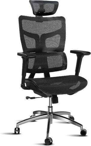 Ergonomic Mesh Office Chair, Office Chair with Advanced Adjustable 4D Headrest & Armrest, Lumbar Support for Long Hours, High-Back Computer Chair with Tilt Function, 5-Year Warranty,Black in Saudi Arabia