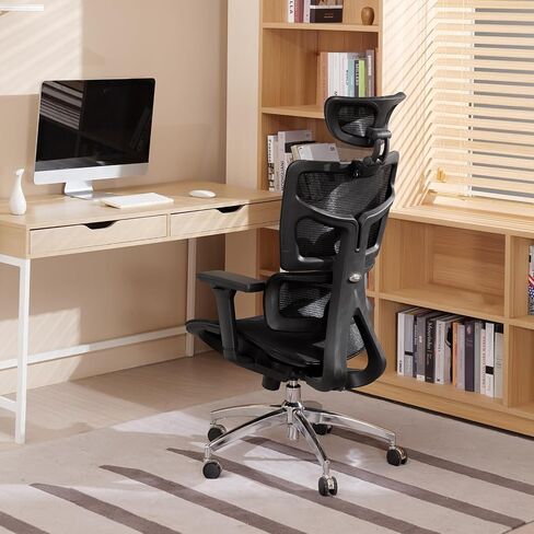 Ergonomic Mesh Office Chair, Office Chair with Advanced Adjustable 4D Headrest & Armrest, Lumbar Support for Long Hours, High-Back Computer Chair with Tilt Function, 5-Year Warranty,Black in Saudi Arabia