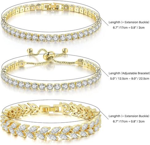 4 Pcs Tennis Bracelet Set Silver Plated Marquise Cubic Zirconia CZ Diamond Dainty Adjustable Silver Bracelets for Women Brides Stackable Fashion Jewelry Wedding Prom Gift in Saudi Arabia