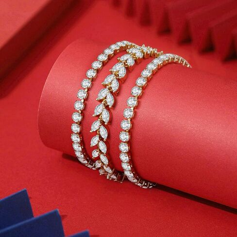 4 Pcs Tennis Bracelet Set Silver Plated Marquise Cubic Zirconia CZ Diamond Dainty Adjustable Silver Bracelets for Women Brides Stackable Fashion Jewelry Wedding Prom Gift in Saudi Arabia