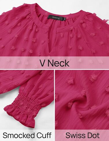 ZESICA Womens Fall Fashion 2024 Blouses Loose Long Sleeve Business Casual Shirts V Neck Trendy Tops in Saudi Arabia