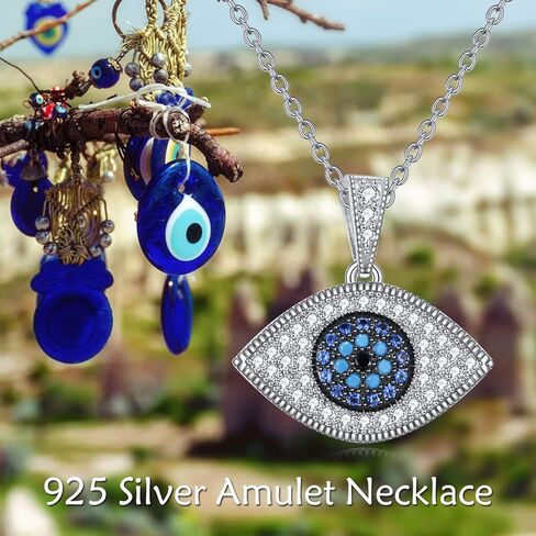 قلادة عين حورس/عين الشر من ONEFINITY مصنوعة من الفضة الإسترلينية عيار 925 مجوهرات للنساء والرجال in Kuwait