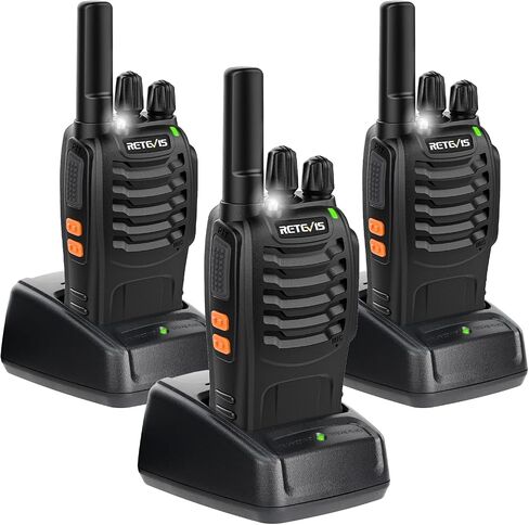 Retevis H-777 Portable FRS Two-Way Radios with Flashlight, Short Antenna | Type C Rechargeable Walkie Talkies, Emergency Alarm, 16 Channel, Long Range 2 Way Radio for Adults Family Outdoor (3 Pack) in Kuwait