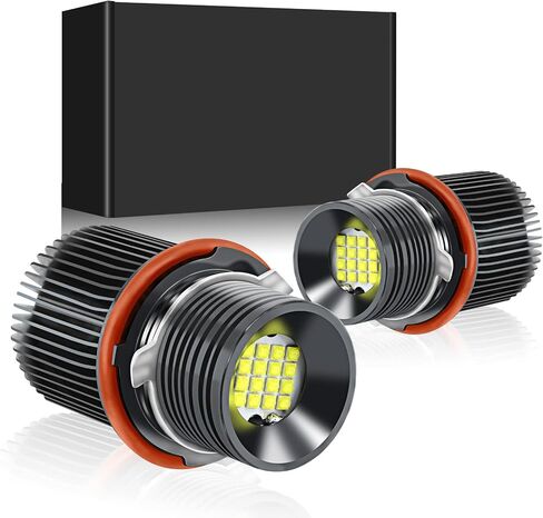APMAT LED عيون الملاك الدائري هالو لمبات مصابيح ماركر متوافقة مع BMW 5 6 7 Series X3 X5 (E39 E53 E60 E63 E64 E65 E66 E83)، مصابيح بيضاء 80W 7000K in Kuwait